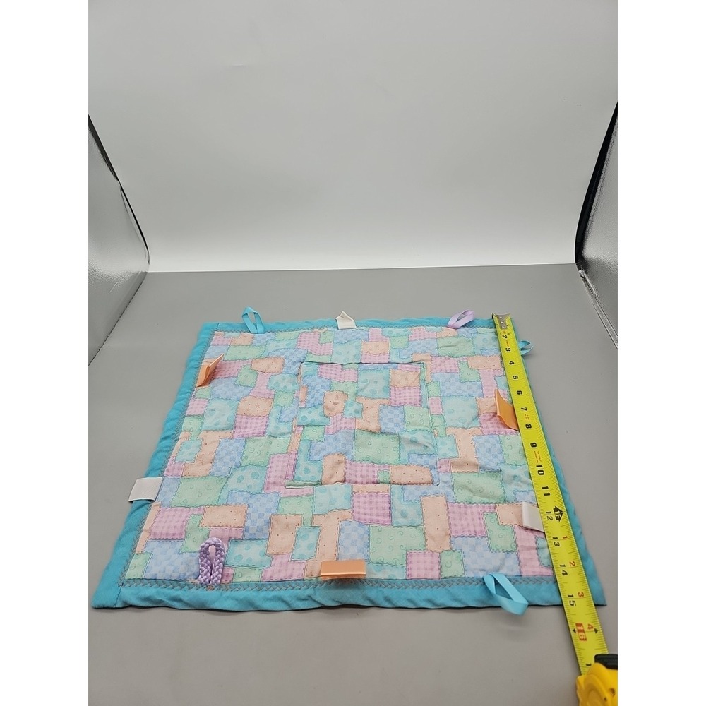 Taggies Brand‎ Quilted Pattern Tag Lovey Security Baby Blanket Multicolor